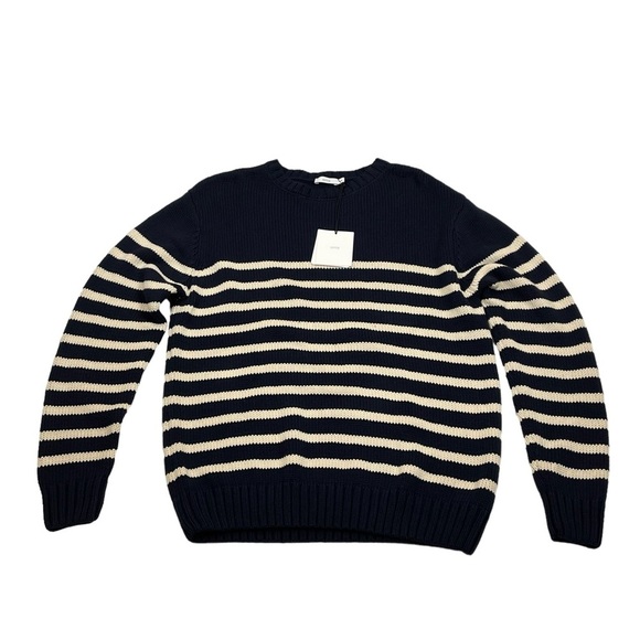 Onia Men's Boatneck Sweater Navy Striped Size M - Picture 2 of 9